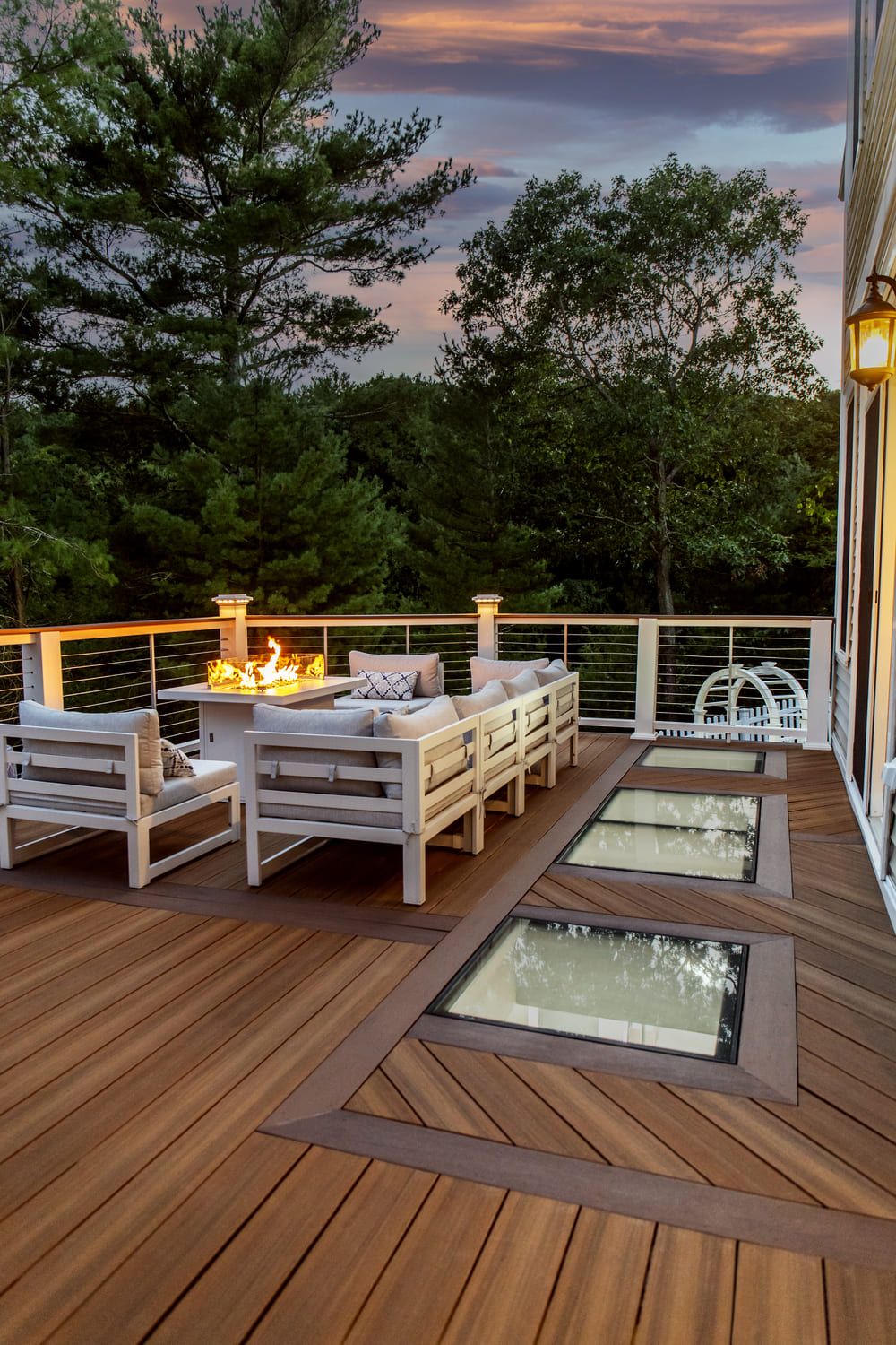 Modern deck with a transparent glass floor highlighting the practical results of the glass manufacturing process.