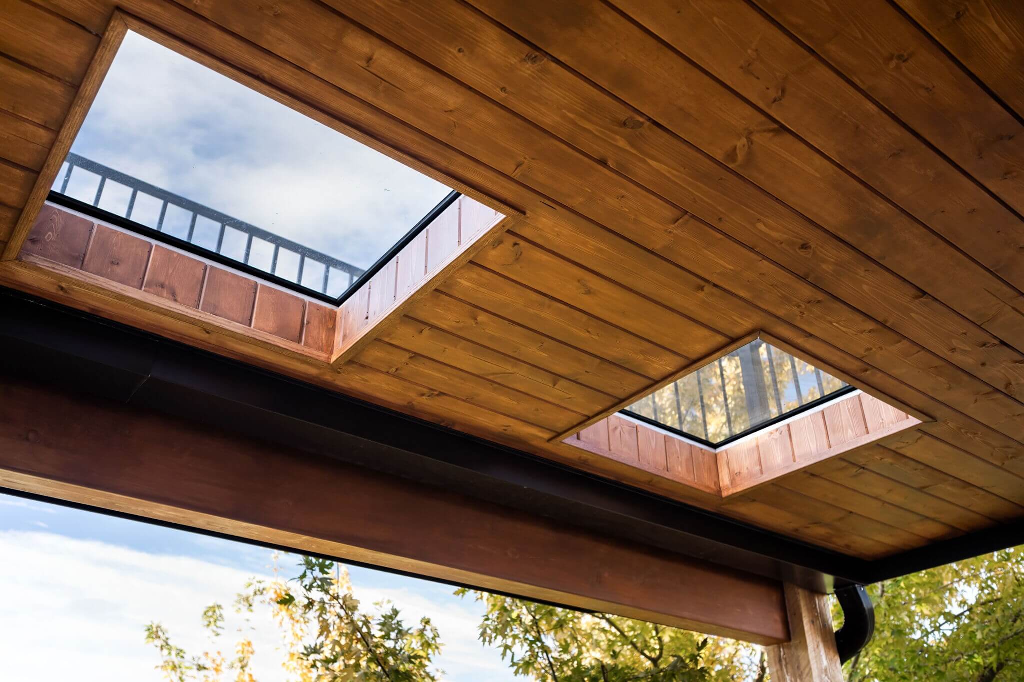 glass panels in deck from below
