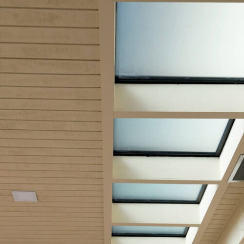 glass panels in deck from below